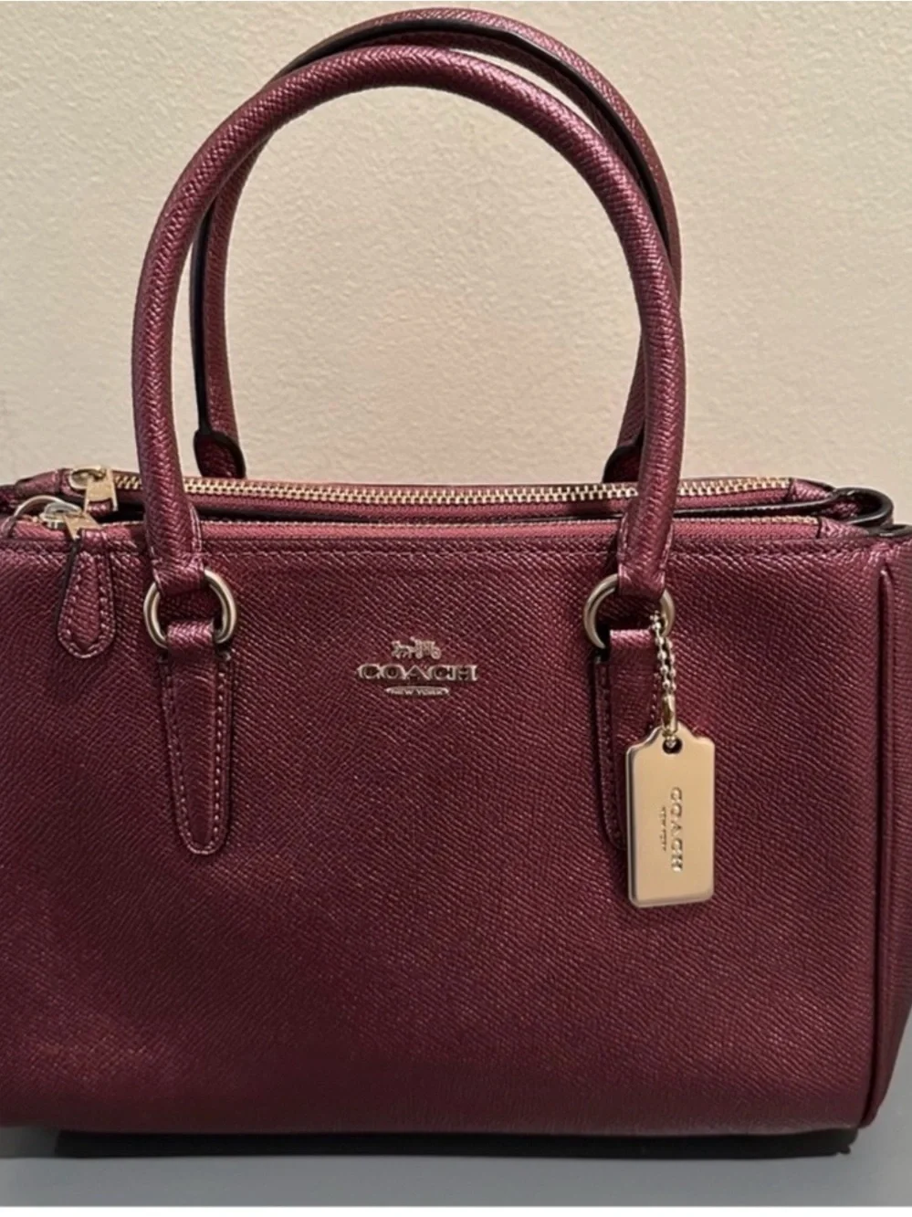 Coach Mini Surrey Satchel & Matching Wallet - Metallic Wine - F67242